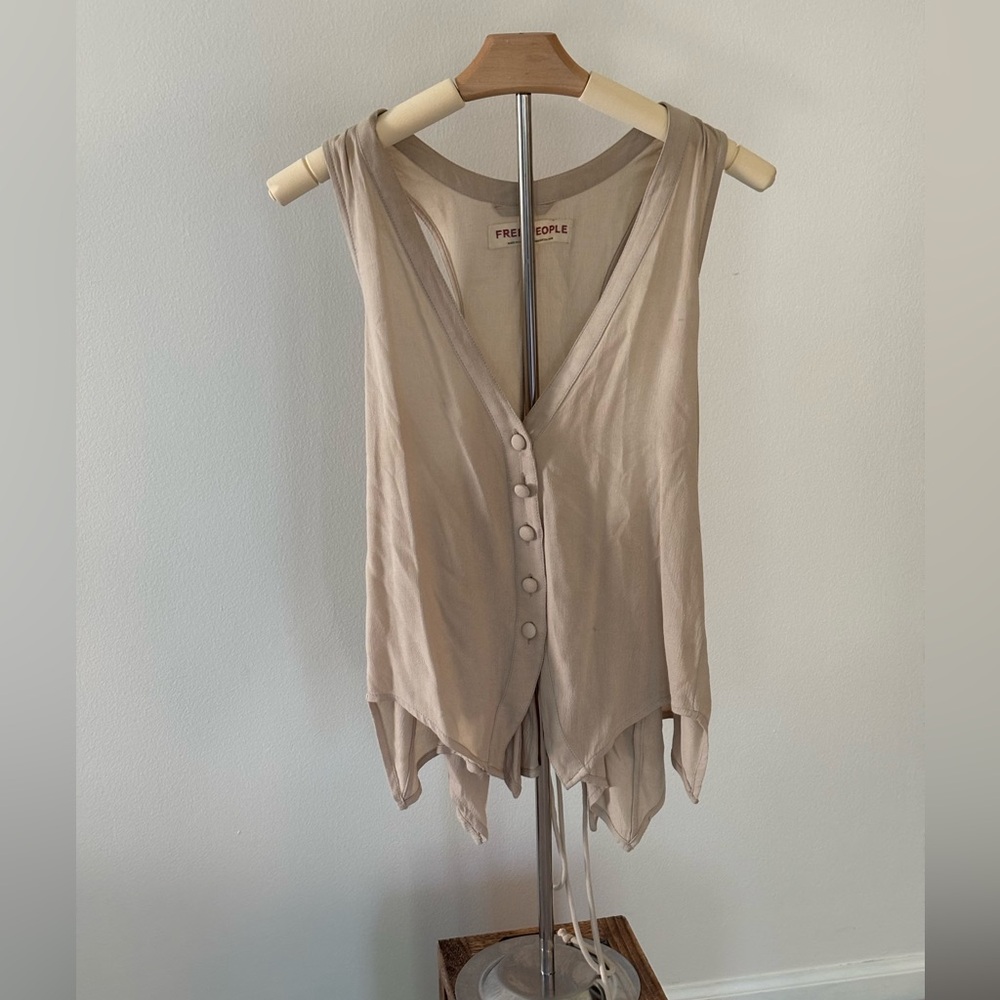 Free People Cream Button Down Tank Top